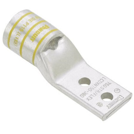 Panduit Two-Hole Compression Lug, 750 kcmil Max, Standard Barrel, Copper, Yellow LCDXN750-38D-3